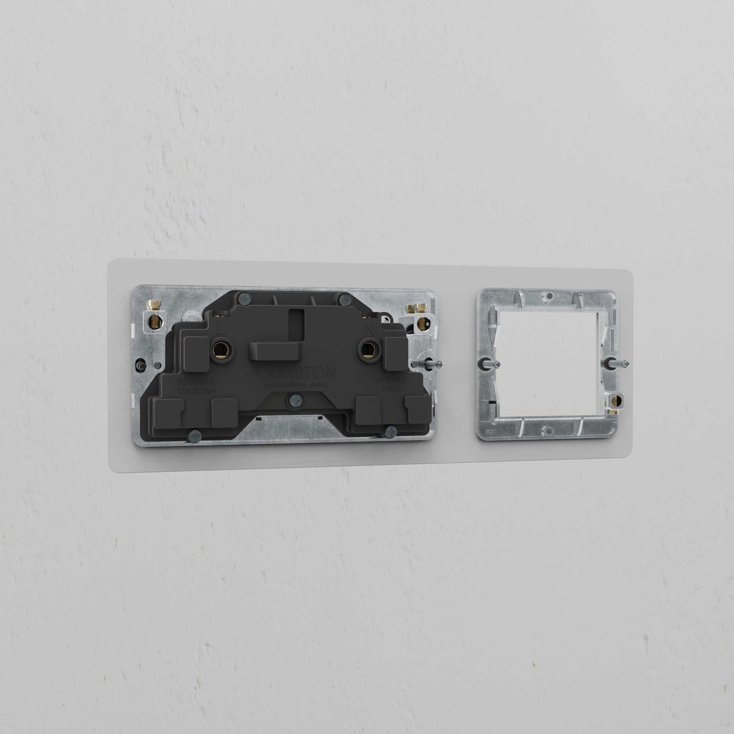 Skorter | 1G 50mm Module & Double Socket UK Plate - Clear Black