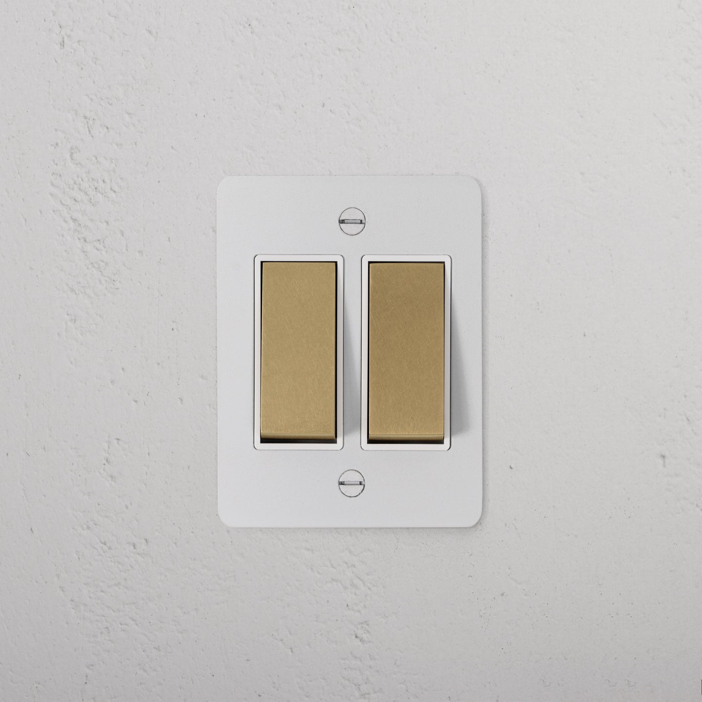 Skorter | 2G Two Way Rocker Slimline Switch - Malbar Antique Brass White