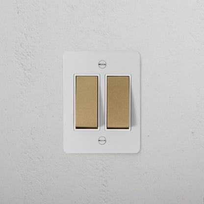 Skorter | 2G Two Way Rocker Slimline Switch - Malbar Antique Brass White