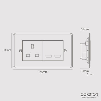 Skorter | 13A Socket + USB A+C Fast Charging - Clear White