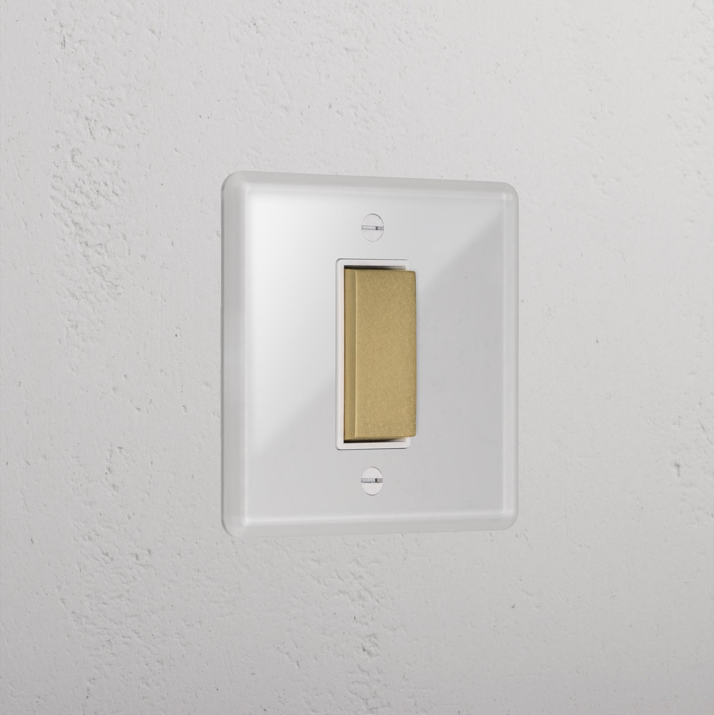 Skorter | 1G Center Retractive Rocker Switch - Clear Antique Brass White