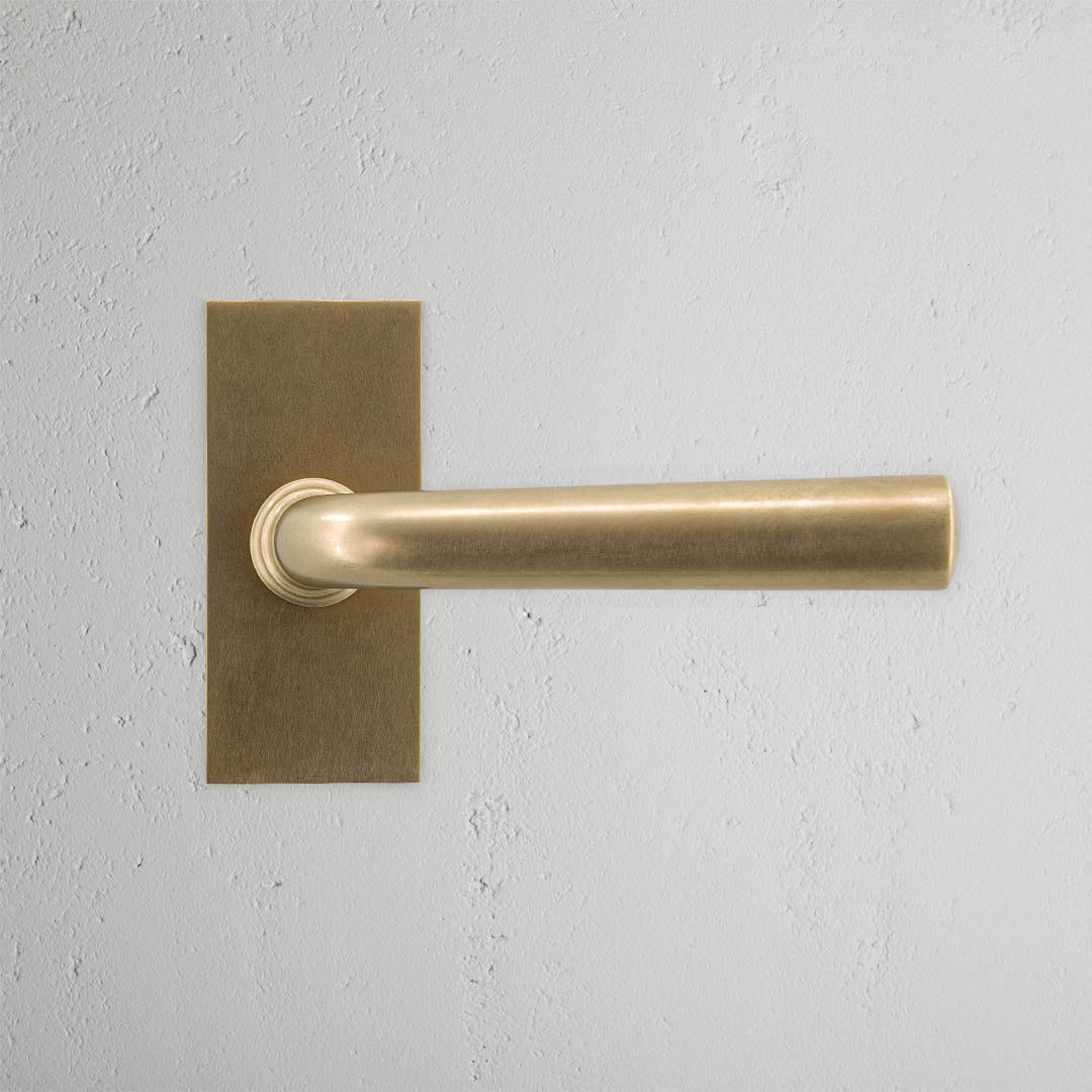 Skorter | Apsley Short Plate Fixed Door Handle - Antique Brass