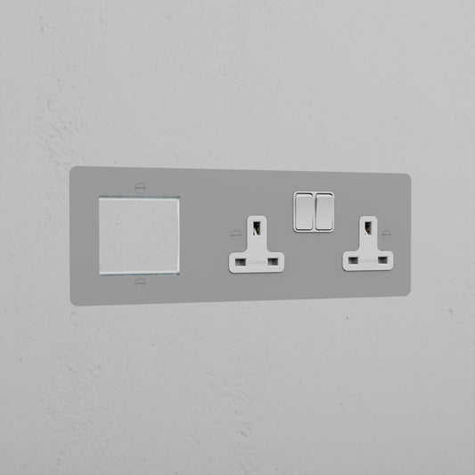 Skorter | 1G 50mm Module & Double Socket UK Plate - Malbar White