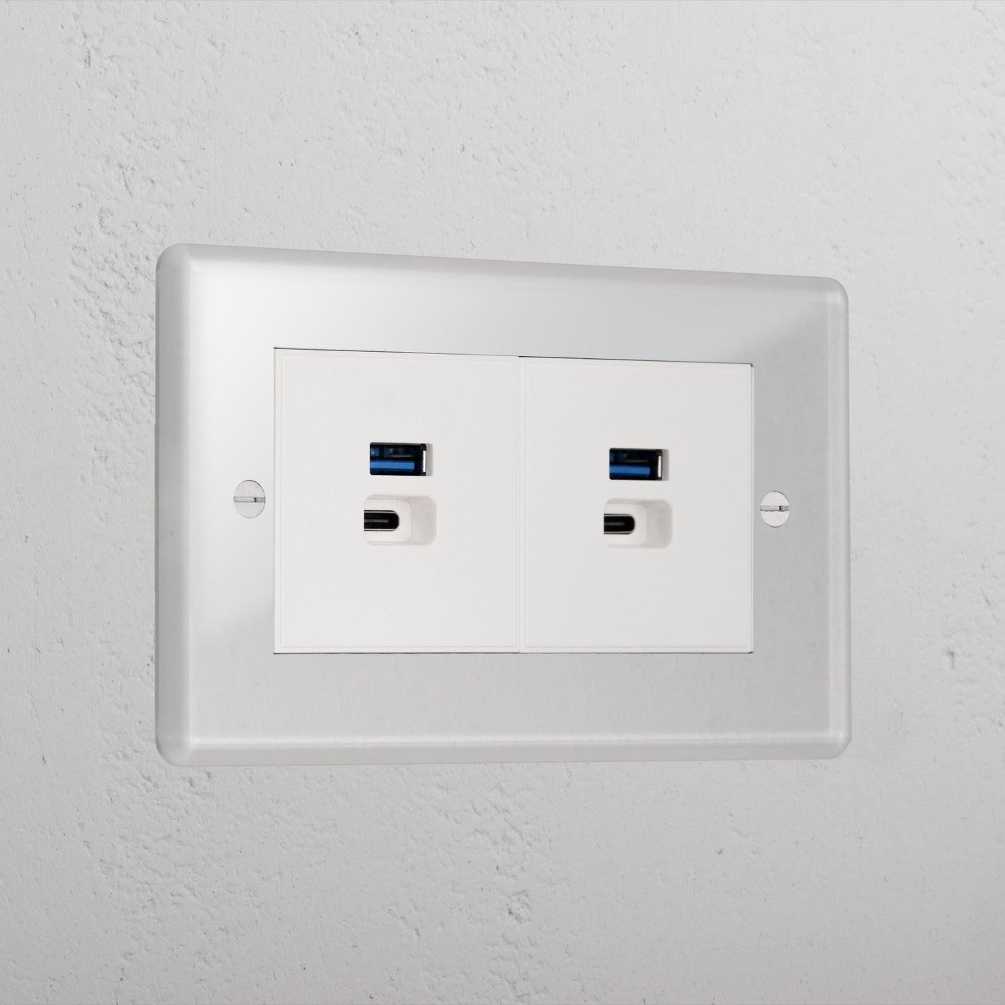 Skorter | 2x USB A+C Fast Charging Connector - Clear White