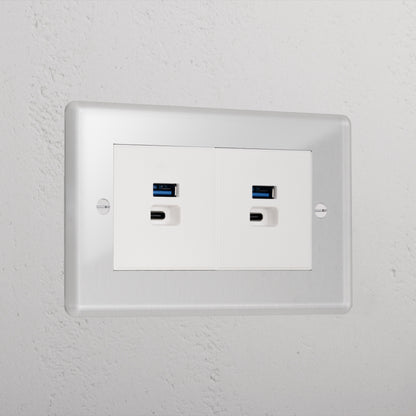 Skorter | 2x USB A+C Fast Charging Connector - Clear White