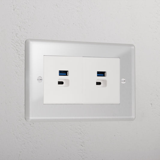 Skorter | 2x USB A+C Fast Charging Connector - Clear White