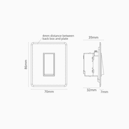 Skorter | 1G Two Way Rocker Slimline Switch - Clear Antique Brass Black
