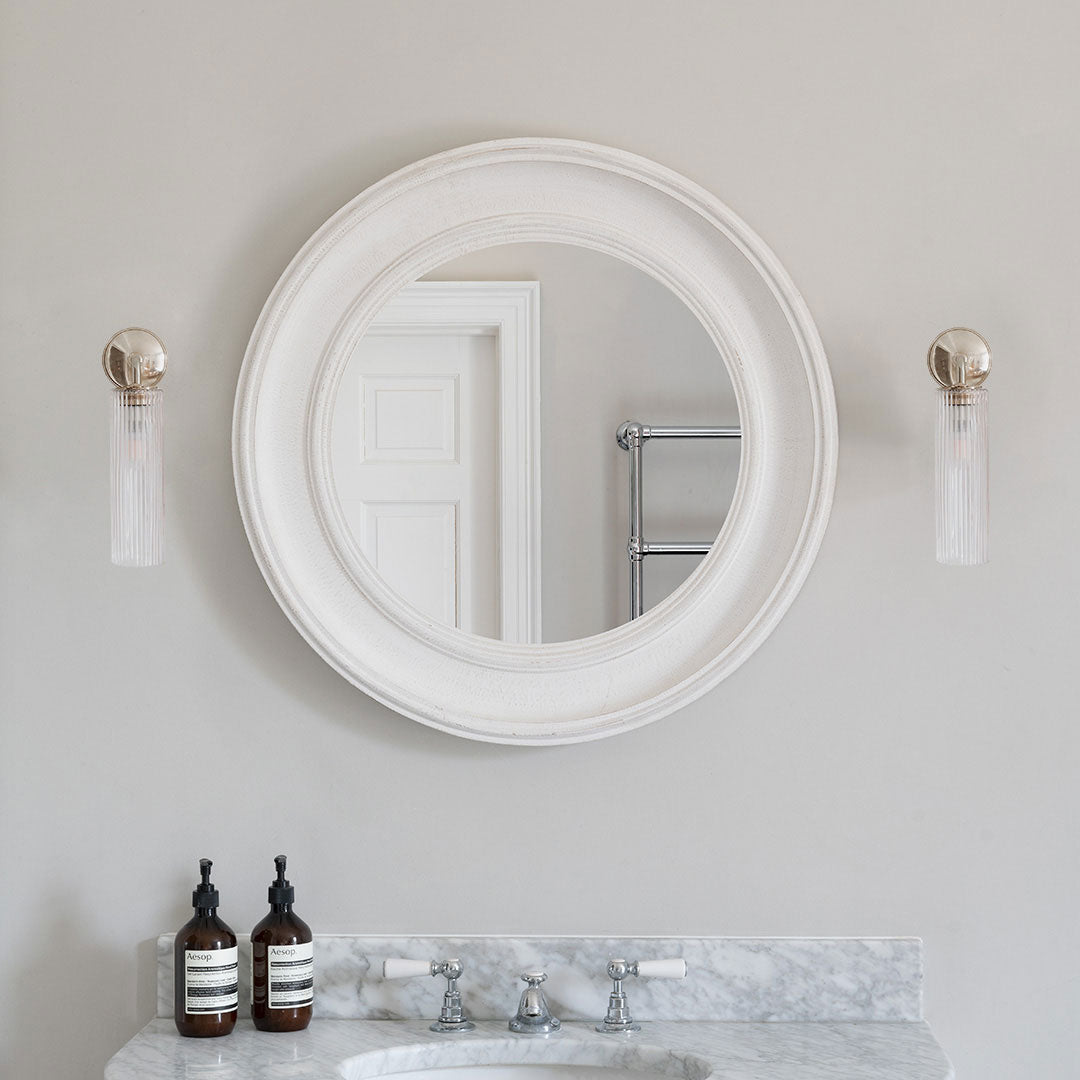 Skorter | Claremont Small Wall Lamp Ribbed Glass - Polished Nickel