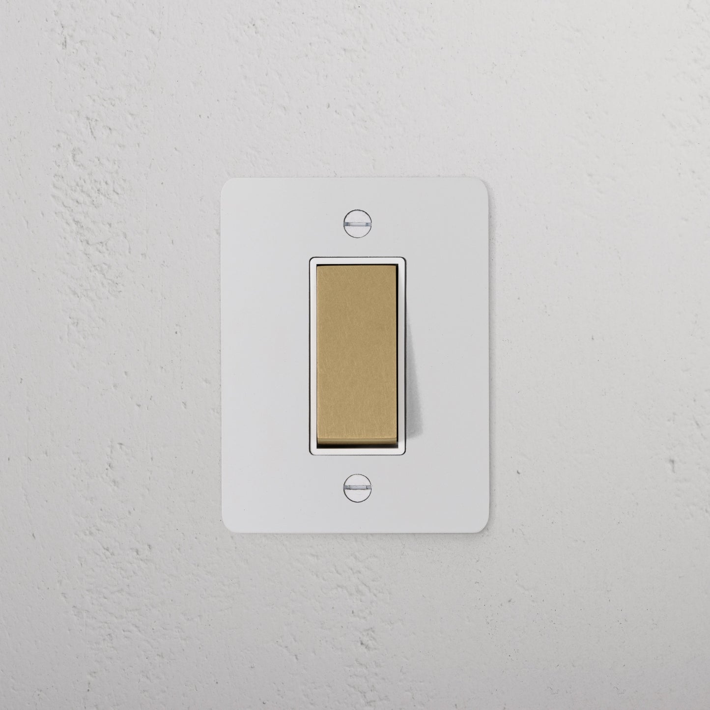 Skorter | 1G Two Way Rocker Slimline Switch - Paintable Antique Brass White