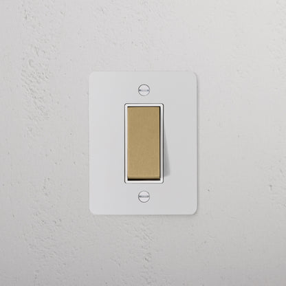 Skorter | 1G Two Way Rocker Slimline Switch - Paintable Antique Brass White