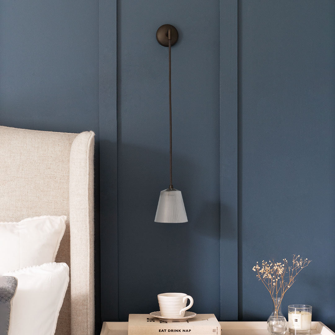 Skorter | Richmond Small Hanging Wall Lamp Fluted Glass - Bronze