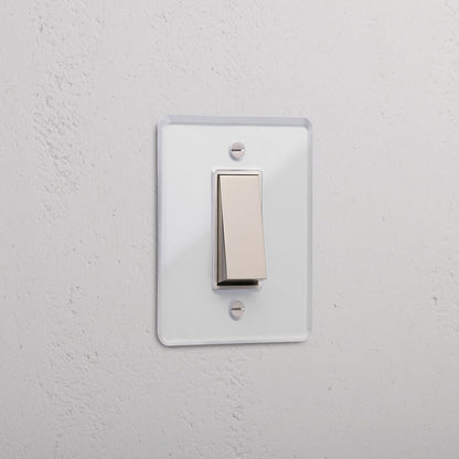 Skorter | 1G Two Way Rocker Slimline Switch - Clear Polished Nickel White
