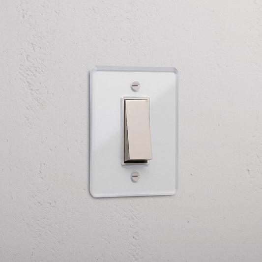 Skorter | 1G Two Way Rocker Slimline Switch - Clear Polished Nickel White