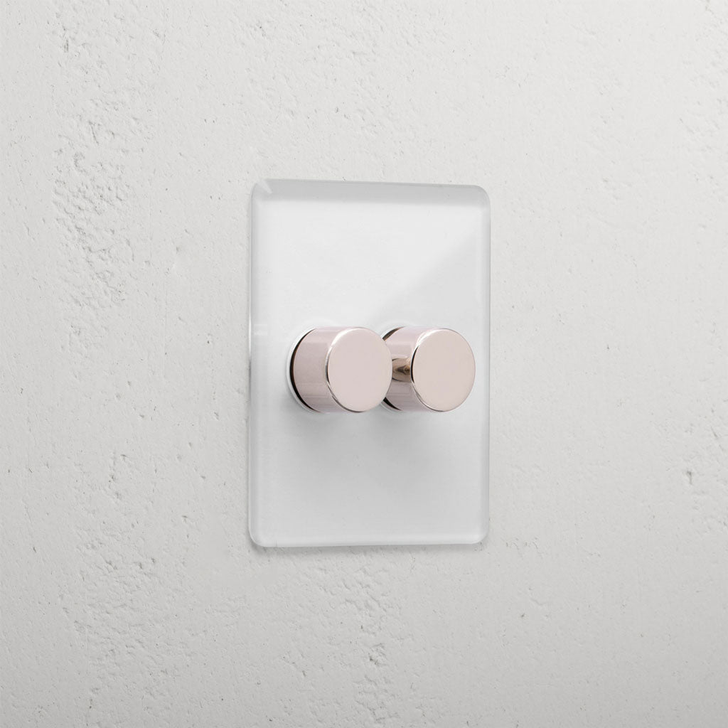 Skorter | 2G Two Way Dimmer Slimline Switch - Clear Polished Nickel