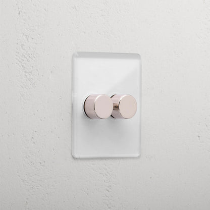 Skorter | 2G Two Way Dimmer Slimline Switch - Clear Polished Nickel