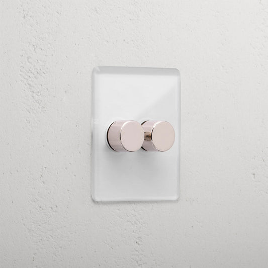 Skorter | 2G Two Way Dimmer Slimline Switch - Clear Polished Nickel