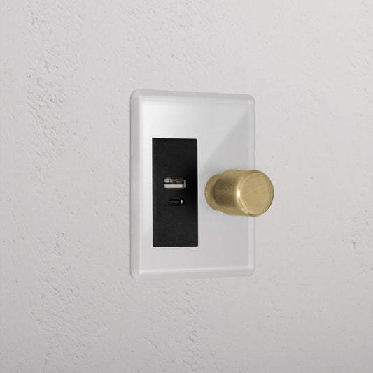 Skorter | 1G To Way Dimmer + USB A+C Slimline Switch - Clear Antique Brass Black
