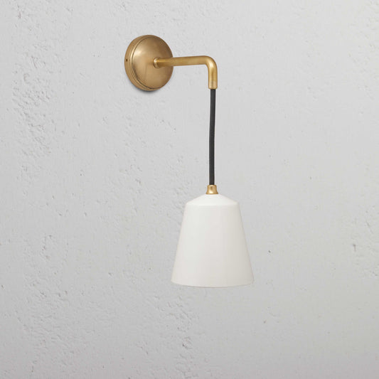 Skorter | Richmond Small Hanging Wall Lamp Fine Porcelain - Antique Brass