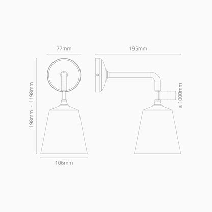 Skorter | Richmond Small Hanging Wall Lamp Beautiful Porcelain - Polished Nickel