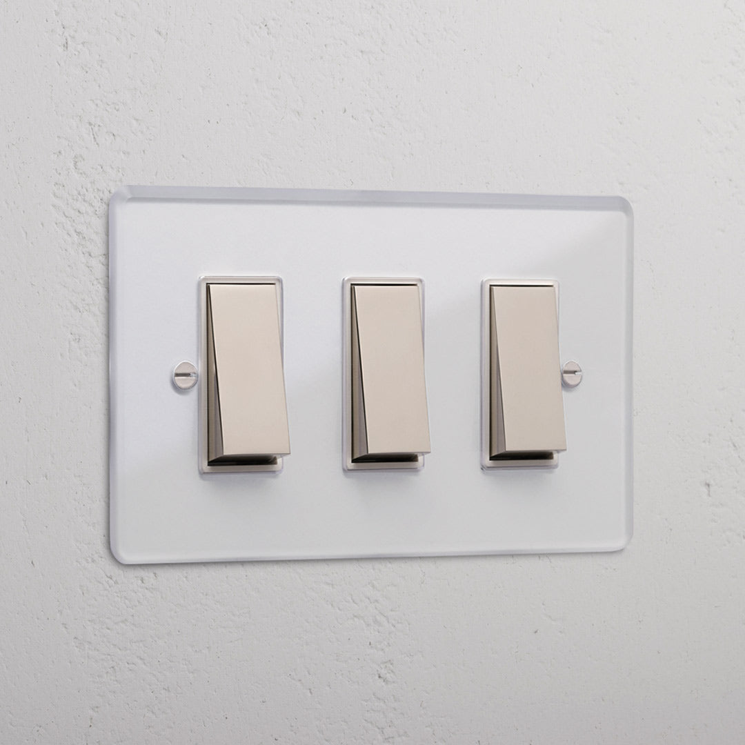Skorter | 3G Two-way Rocker Switch - Clear Polished Nickel White