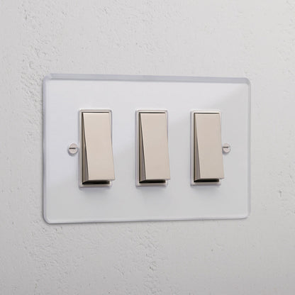 Skorter | 3G Two-way Rocker Switch - Clear Polished Nickel White