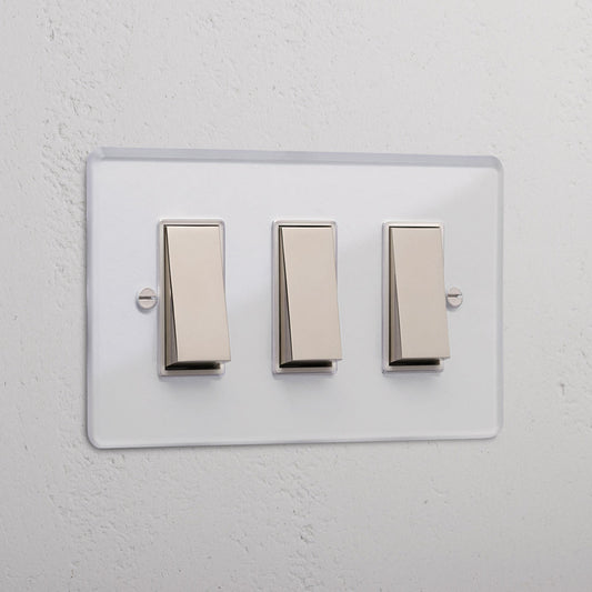 Skorter | 3G Two-way Rocker Switch - Clear Polished Nickel White