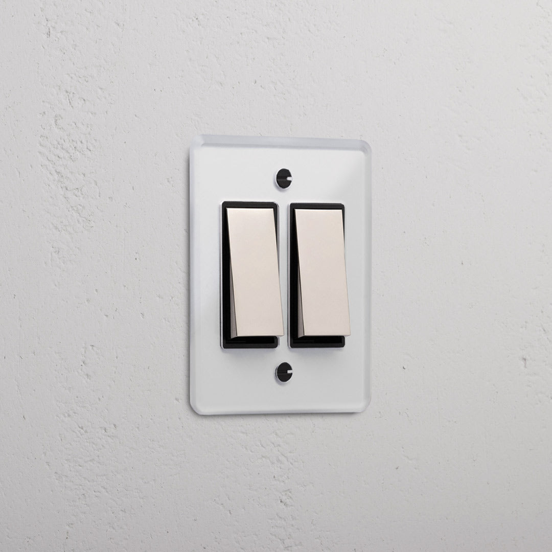 Skorter | 2G Two Way Rocker Slimline Switch - Clear Polished Nickel Black