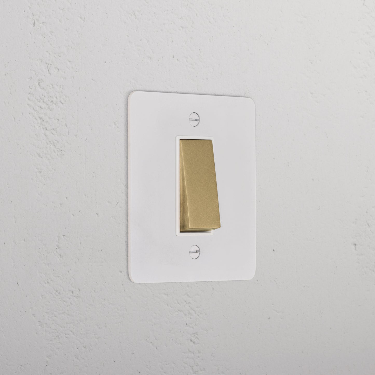 Skorter | 1G Two Way Rocker Slimline Switch - Paintable Antique Brass White