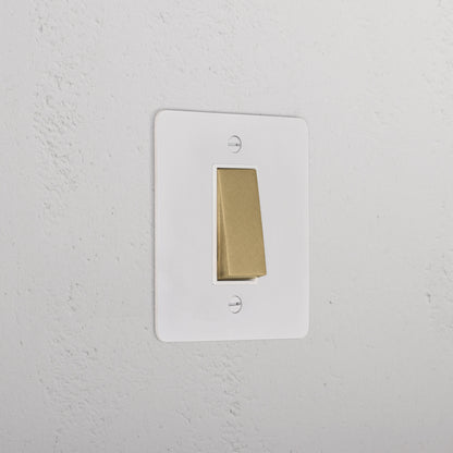 Skorter | 1G Two Way Rocker Slimline Switch - Paintable Antique Brass White