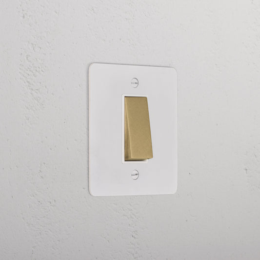 Skorter | 1G Two Way Rocker Slimline Switch - Paintable Antique Brass White