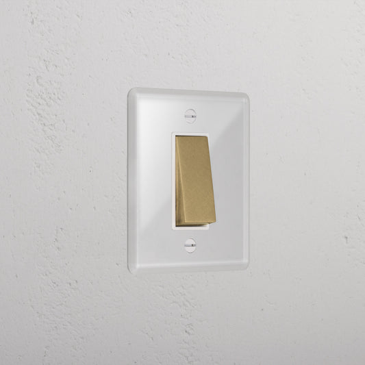 Skorter | 1G Two Way Rocker Slimline Switch - Clear Antique Brass White
