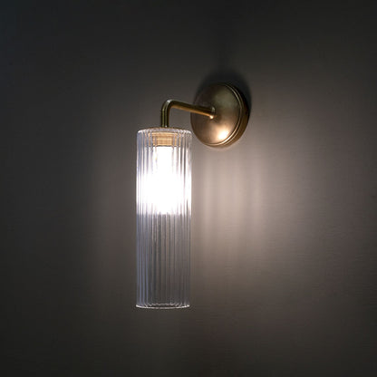 Skorter | Claremont Small Wall Lamp Fluted Glass - Antique Brass