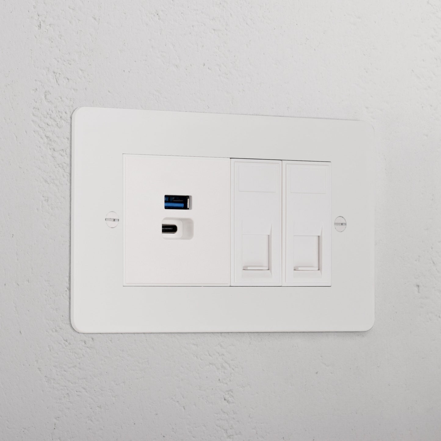 Skorter | 2x CAT 6 + USB A+C Fast charging outlet - Malbar White