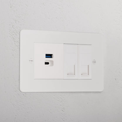 Skorter | 2x CAT 6 + USB A+C Fast charging outlet - Malbar White