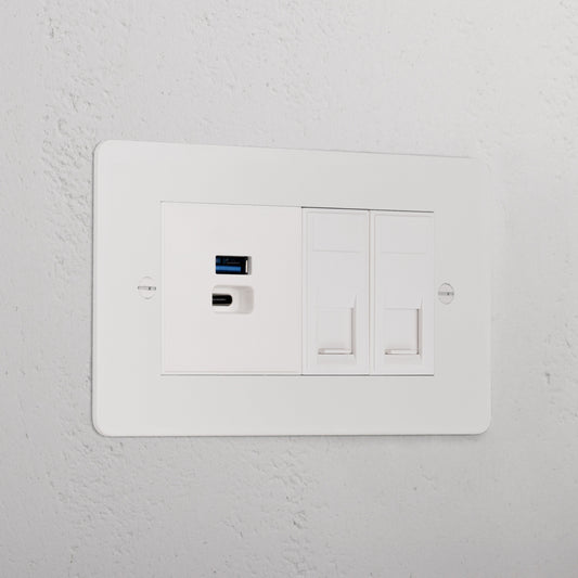 Skorter | 2x CAT 6 + USB A+C Fast charging outlet - Malbar White