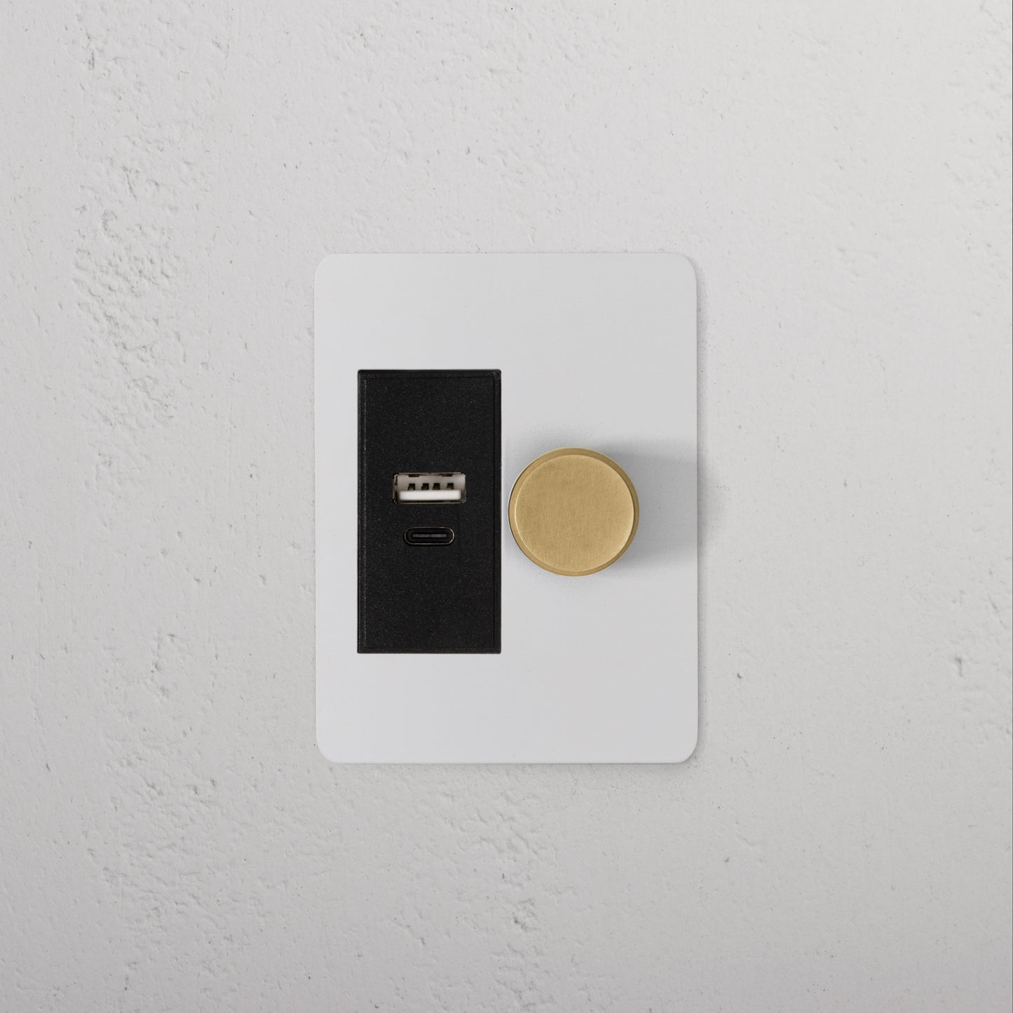 Skorter | 1G Two Way Dimmer + USB A+C Slimline Switch - Malbar Antique Brass Black