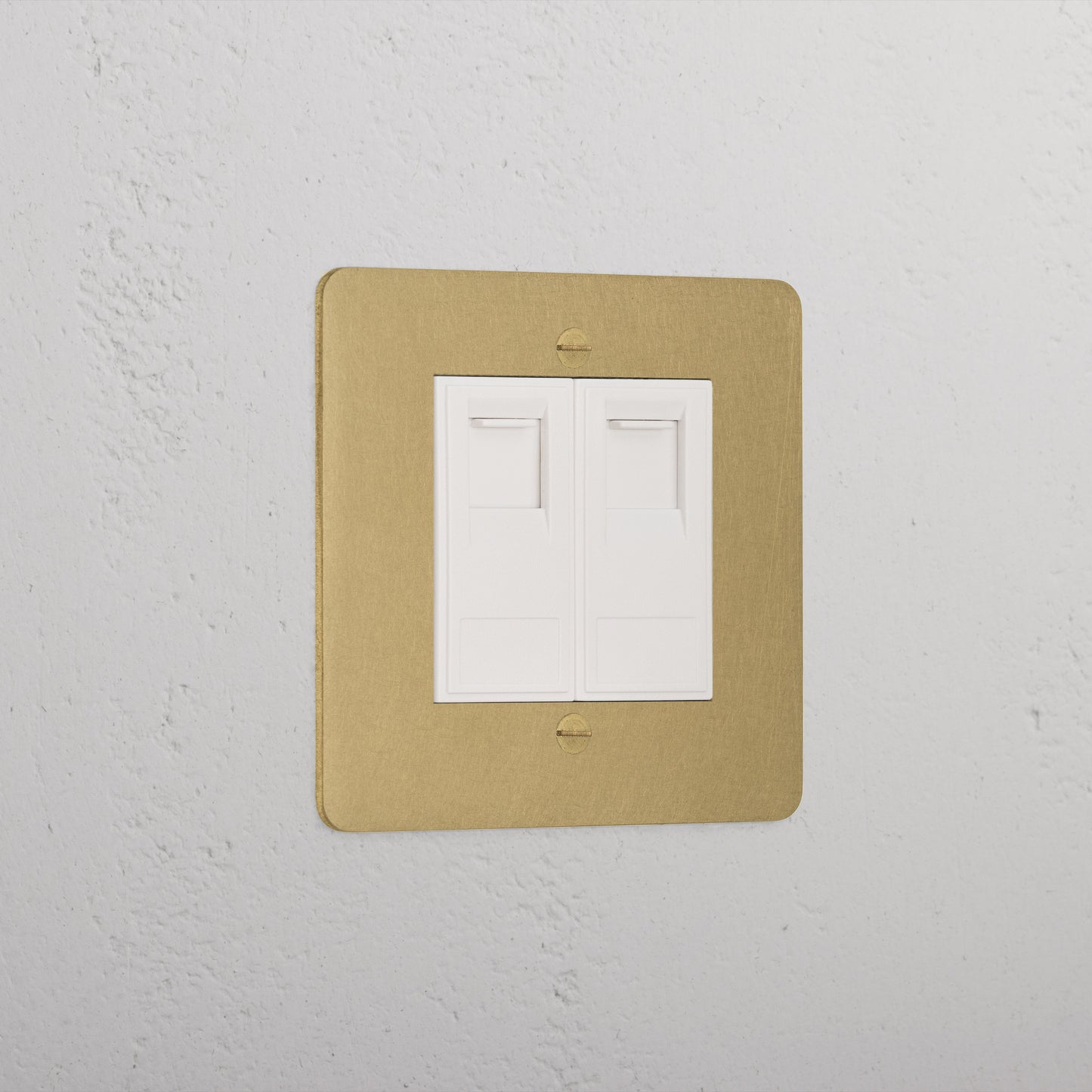 Skorter | 2x CAT6 Socket - Antique Brass White