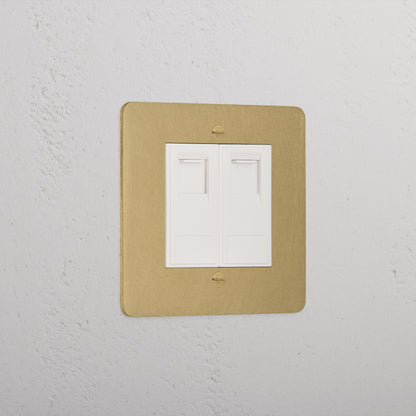 Skorter | 2x CAT6 Socket - Antique Brass White