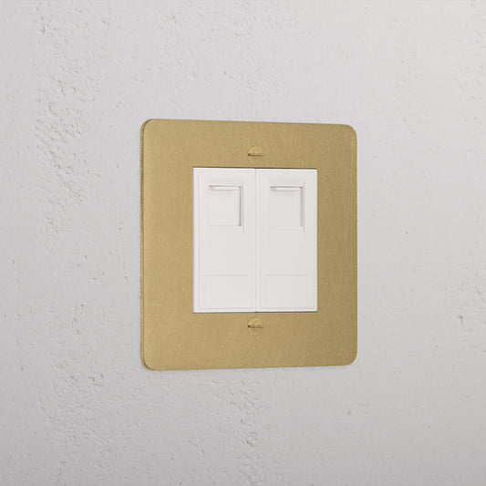 Skorter | 2x CAT6 Socket - Antique Brass White
