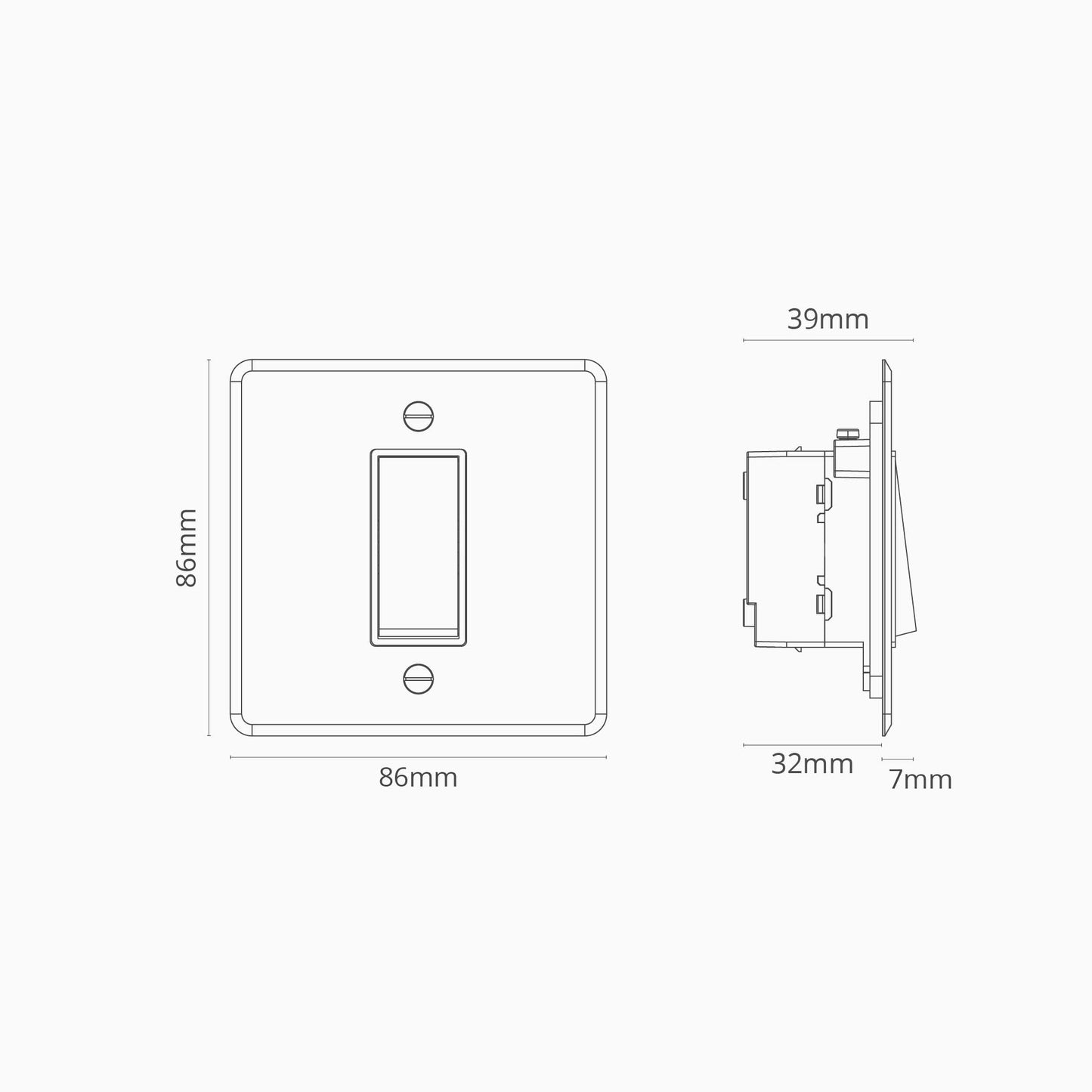 Skorter | 1G Center Retractive Clock Switch - Clear Polished Nickel White