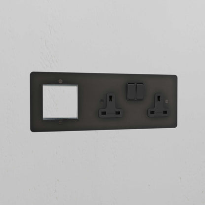 Skorter | 1G 50mm Module & Double Socket UK Plate - Bronze Black