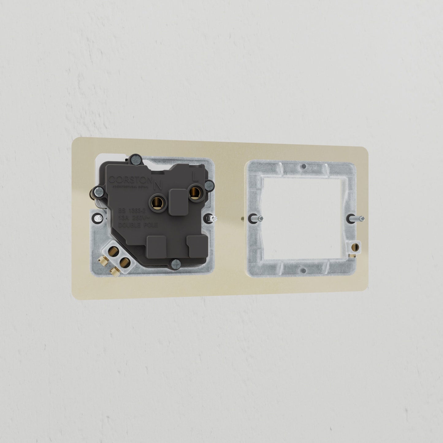 Skorter | 1G 50mm Module & Single Socket UK Plate - Clear White