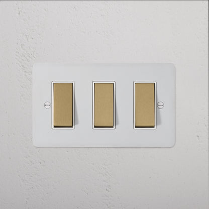 Skorter | 3G Two-way Rocker Switch - Painted Antique Brass White