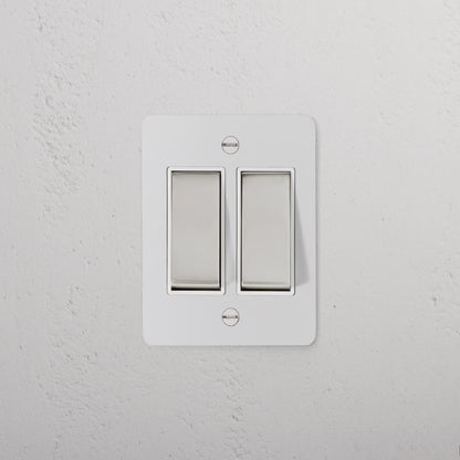 Skorter | 2G Two-way Rocker Slimline Switch - Malbar Polished Nickel White