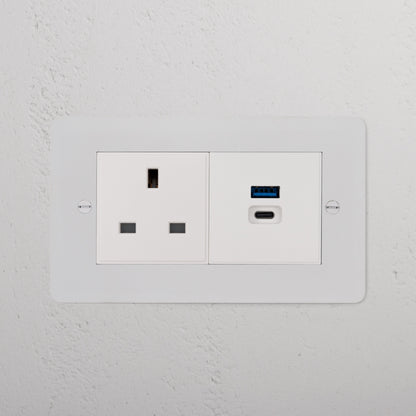 Skorter | 13A Socket + USB A+C Fast Charging - Malbar White