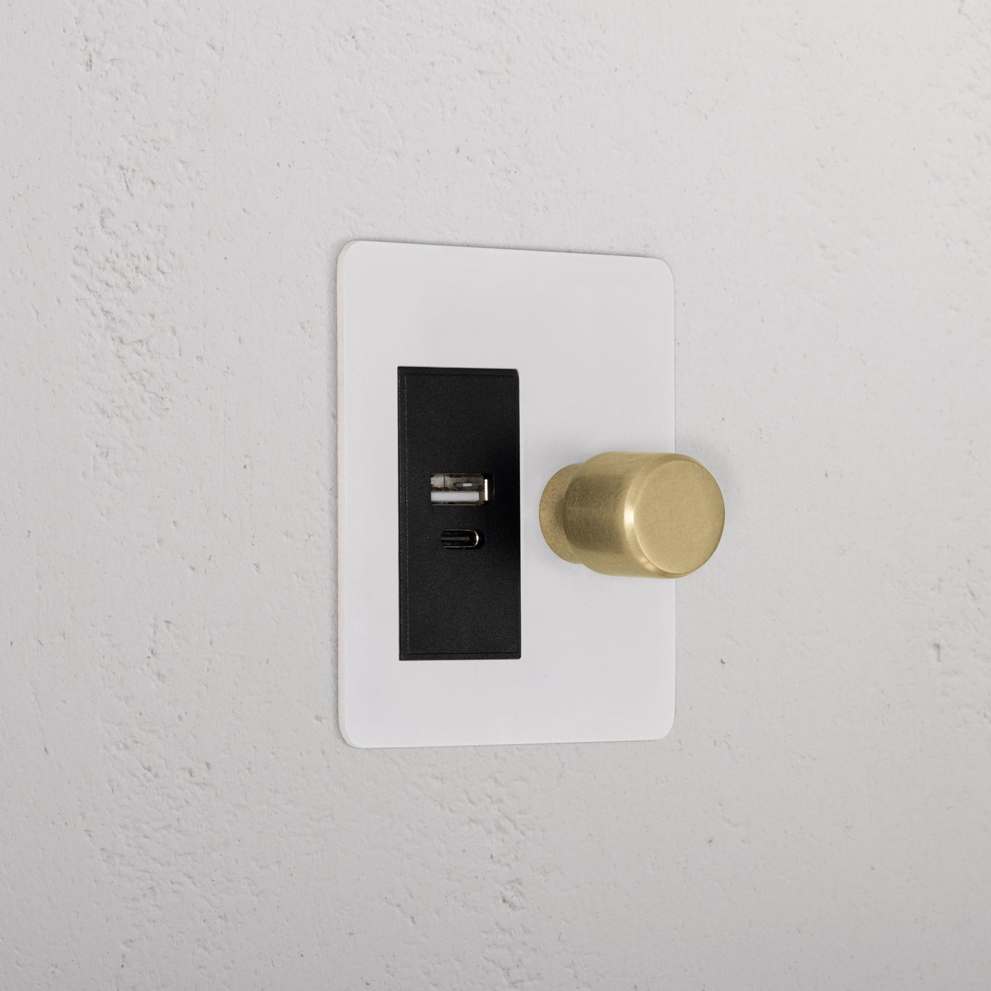 Skorter | 1G Two Way Dimmer + USB A+C Slimline Switch - Malbar Antique Brass Black