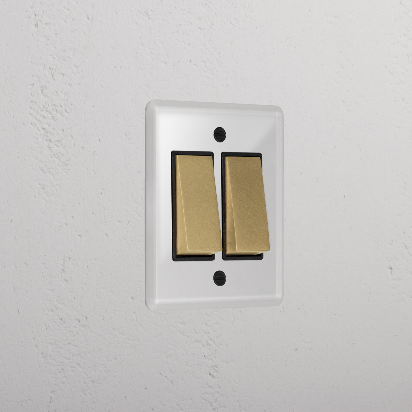 Skorter | 2G Two Way Rocker Slimline Switch - Clear Antique Brass Black