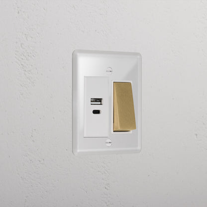 Skorter | 1G Two Way Rocker + USB A+C Slimline Switch - Clear Antique Brass White