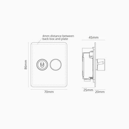 Skorter | 2G Mixed Slimline Switch 1T1D - Antique Brass