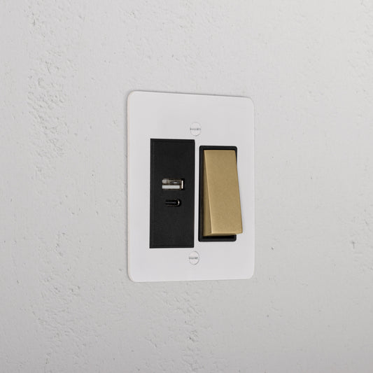 Skorter | 1G Two Way Rocker + USB A+C Slimline Switch - Malbar Antique Brass Black
